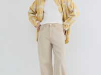 Рубашка в клетку из хлопка, Желтый