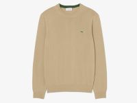 Однотонный хлопковый свитер Lacoste с круглым вырезом