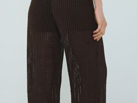 Широкие брюки из структурной ткани, Коричневый