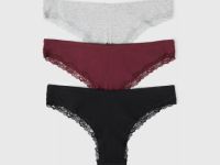 Трусы-бразилиана с кружевом, 3 шт., Фиолетовый