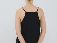 Льняной топ на бретелях, Черный