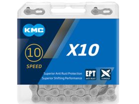 Цепь с антикоррозийным покрытием KMC X10 10 скоростей, замок (серебристый 114 звеньев)