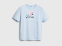 Футболка с цветочным принтом, Голубой