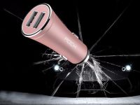 Автомобильный блок питания Rock H1 Car Charger with Hammer 2xUSB, 5V, 2,4A (общ.) (Rose Gold)