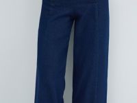 Широкие джинсы высокой посадки с декоративными пуговиицами, Синий