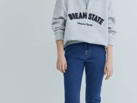 Узкие джинсы с высокой посадкой, Синий