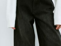 Утеплённые широкие джинсы с эффектом стирки для девочек, Серый