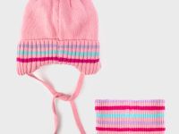 Комплект трикотажный для девочек: шапка, снуд