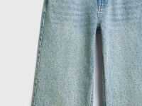 Широкие джинсы со стразами, Голубой