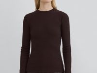 Лонгслив в рубчик, Коричневый