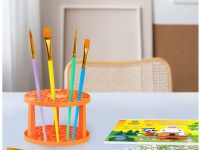 Подставка для кистей Мульти-Пульти, пластик, оранжевая, пакет с подвесом