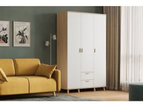 Распашной шкаф Пронто 3-130x210 Береза/Белый