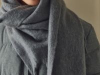 Однотонный шарф с бахромой, Серый