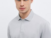 Поло из ткани пике, Серый