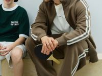 Трикотажные брюки с лампасами, Бежевый