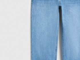 Прямые джинсы со средней посадкой, Голубой