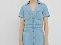 Платье-рубашка из денима, Голубой