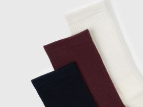 Высокие носки в рубчик с поддержкой стопы, 3 пары, Синий