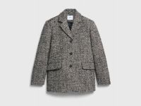 Однобортный жакет с шерстью, Коричневый