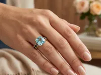 Кольцо из желтого золота с топазом, сапфирами и бриллиантами э0381кц12250360