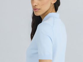 Базовый джемпер поло с коротким рукавом, Голубой