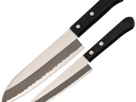 Набор из 2-х кухонных ножей Tojiro Fuji Cutlery TJ-GIFTSET-A, сталь Mo-V, рукоять полипропилен, черный