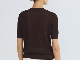 Ажурный джемпер с коротким рукавом, Коричневый