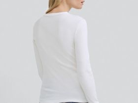 Лонгслив в рубчик, Белый