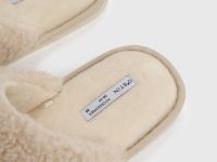 Тапочки с искусственным мехом, Бежевый