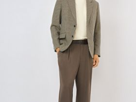 Однобортный пиджак из смесовой шерсти, Коричневый