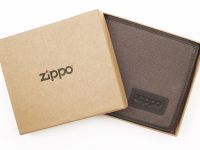 Портмоне ZIPPO, коричневое, натуральная кожа / холщовая ткань, 11x1,5x10,5 см