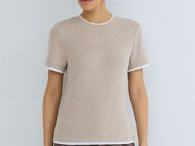 Футболка с контрастной окантовкой, Бежевый