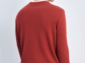 Джемпер из хлопка и шерсти с округлым вырезом