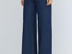 Ультраширокие джинсы Wide leg с высокой посадкой, Синий