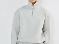 Джемпер с воротником-стойкой на молнии, Серый