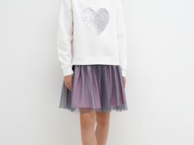 Трикотажное платье мини для девочек, Белый