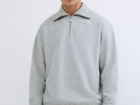 Свитшот с воротником-стойкой на молнии, Серый