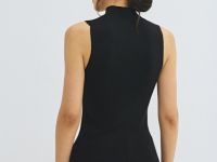 Вязаная майка с воротником-стойкой, Черный