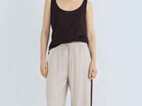 Прямые брюки с лампасами, Бежевый