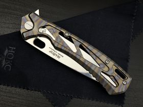 Складной нож НОКС Майор Elite, сталь М390, рукоять титан, Tiger Stripe Flamed