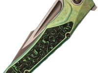 Складной нож TUOTOWN Guerrero, сталь M390, рукоять Green Crystal Ti/Green Carbon Fiber