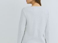 Пижамный лонгслив в рубчик, Серый