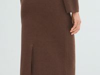Вязаная юбка миди, Коричневый