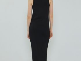 Трикотажное платье-майка в рубчик, Черный