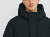 Утеплённая куртка с капюшоном, Черный