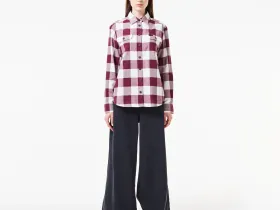Женская хлопковая рубашка Lacoste в клетку