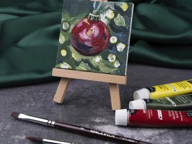 Мини-мольберт Малевичъ с холстом, 7х7 см