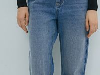 Прямые джинсы с высокой посадкой, Синий