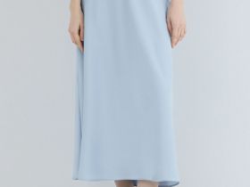 Атласная юбка миди А-силуэта, Голубой