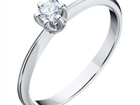 Помолвочное кольцо из белого золота с бриллиантом э0901кц05091100